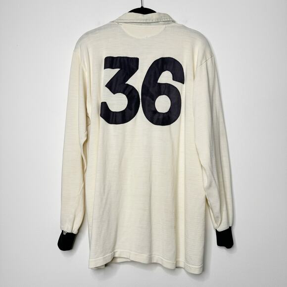 Vintage Michelob Rugby Shirt England USA Polo #36 Cream Mens Large 44” Chest - Picture 1 of 11